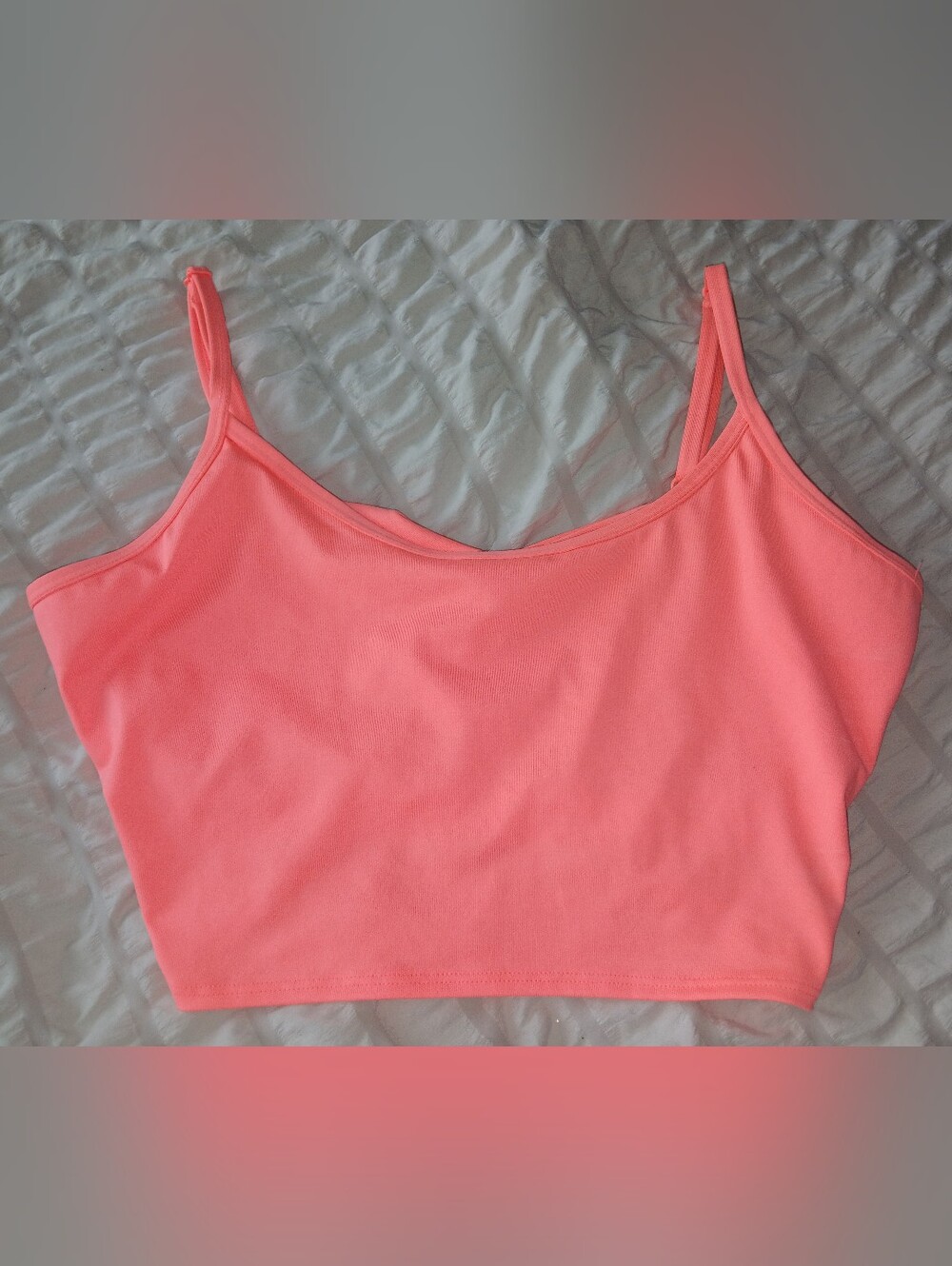 PINK Victoria's Secret Neon Coral Spaghetti-Strap Crop Top